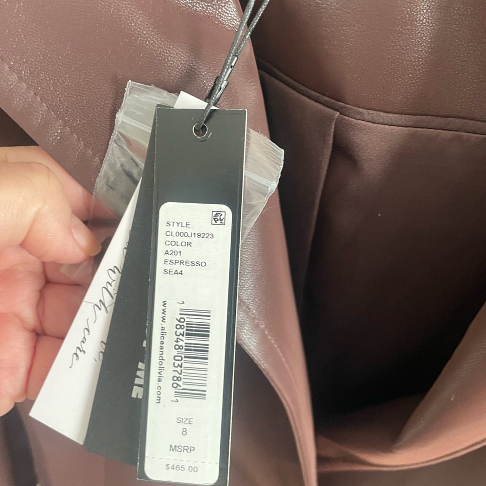 Alice + Olivia Chocolate Brown faux leather blazer - Picture 4 of 5